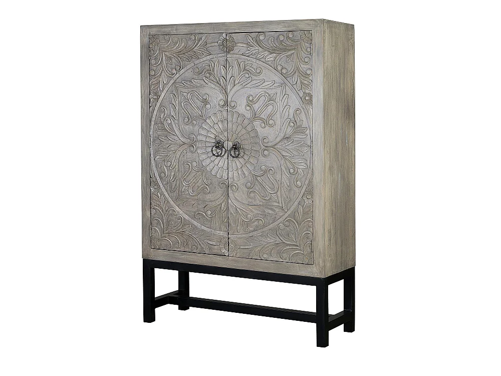 Armoire en manguier et pieds en métal gris vieilli
