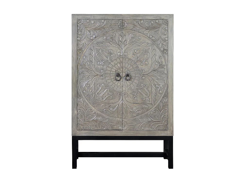 Armoire en manguier et pieds en métal gris vieilli