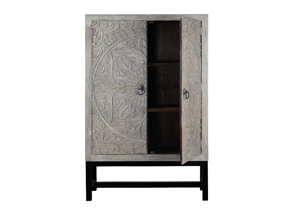 Armoire en manguier et pieds en métal gris vieilli