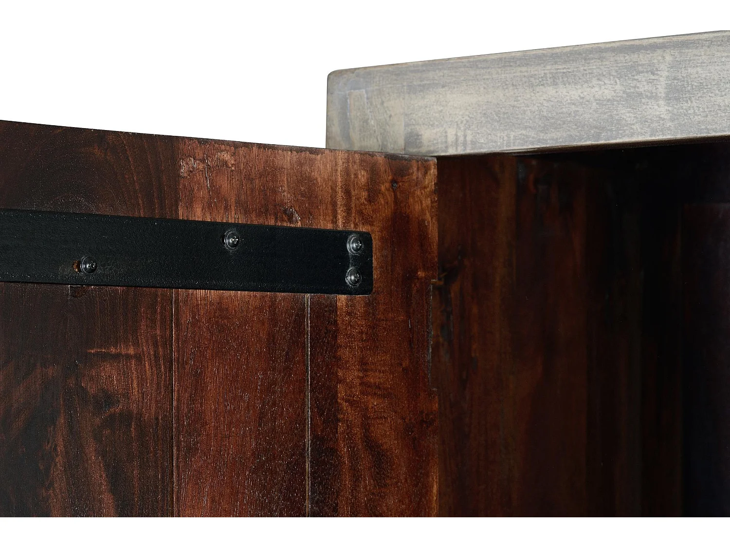 Armoire en manguier et pieds en métal gris vieilli