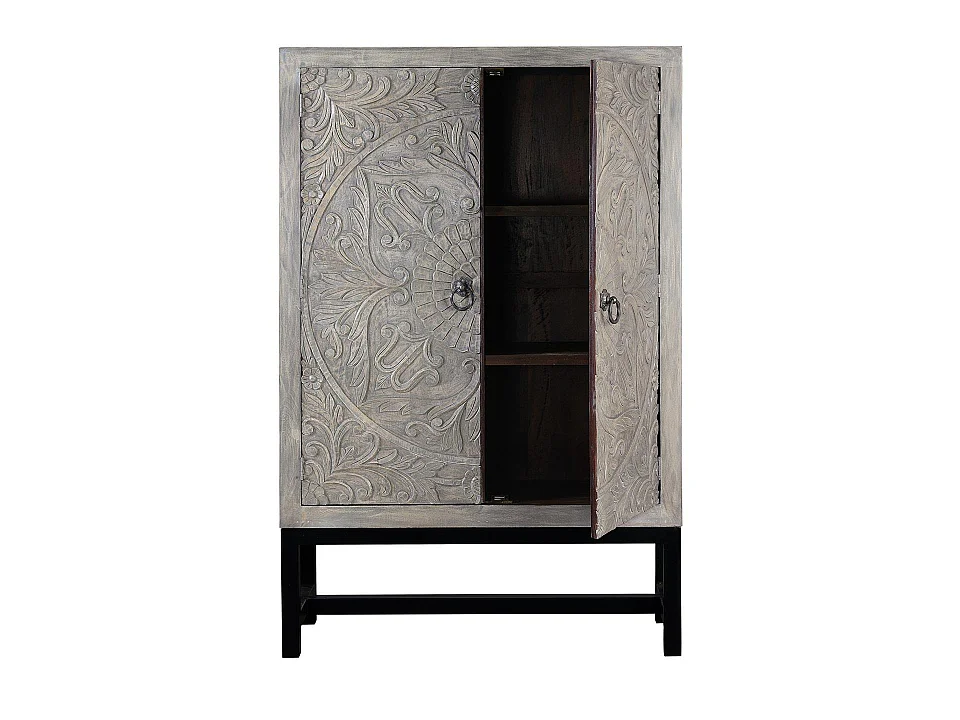Armoire en bois de manguier 116 cm, style colonial rustique - 180 x 116 x 42