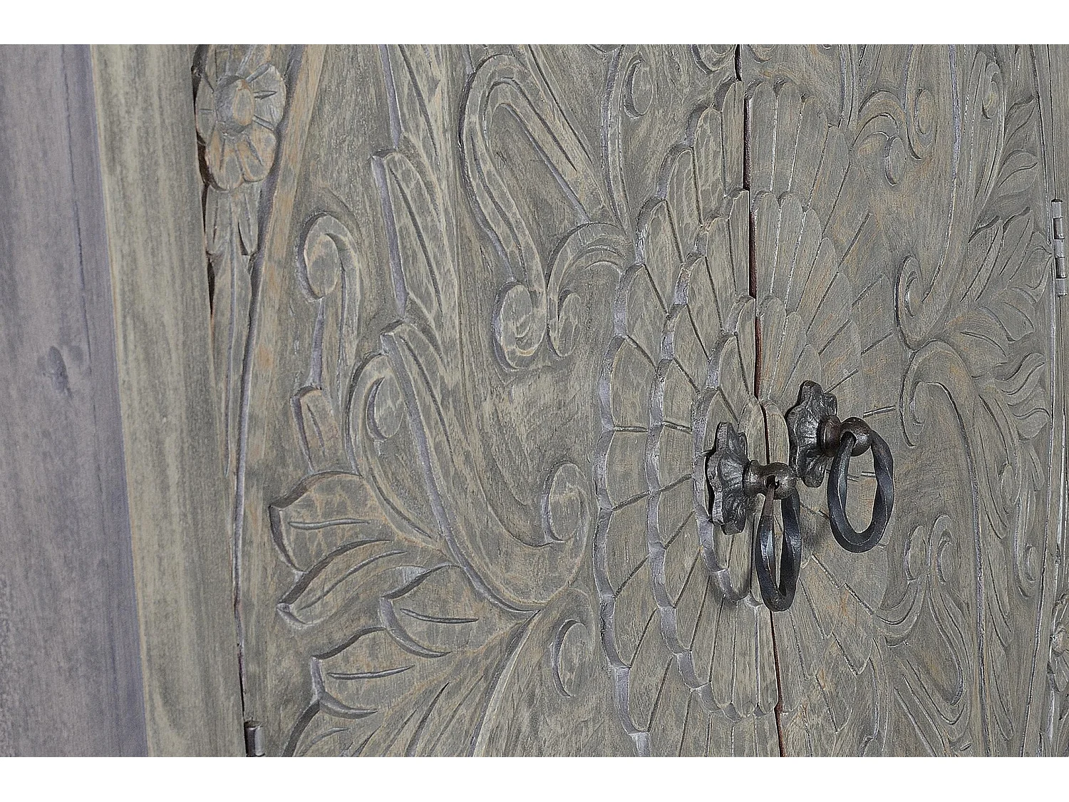 Armoire en bois de manguier 116 cm, style colonial rustique - 180 x 116 x 42