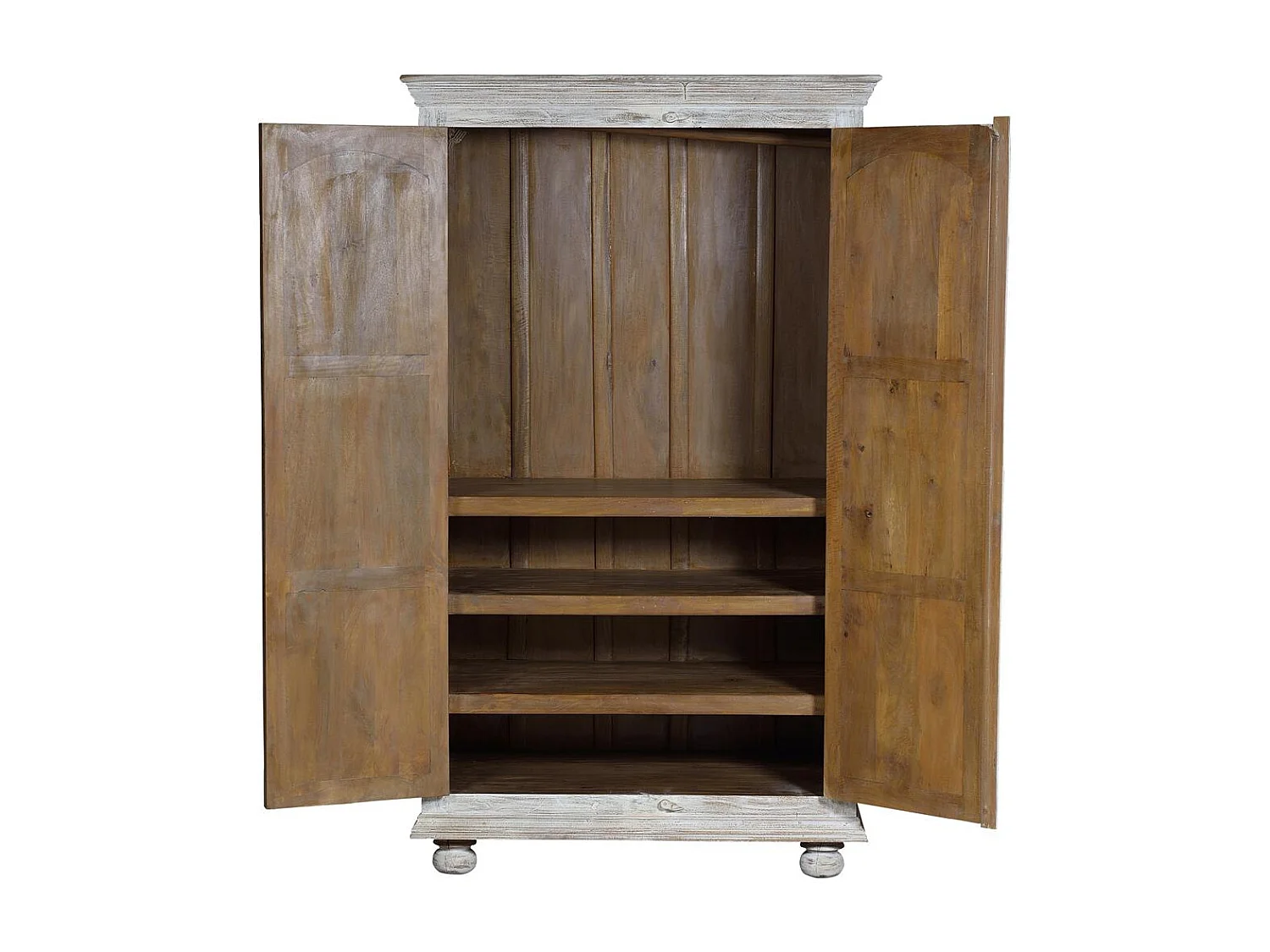 Kleiderschrank aus gealtertem weißem Mangoholz 2 Meter