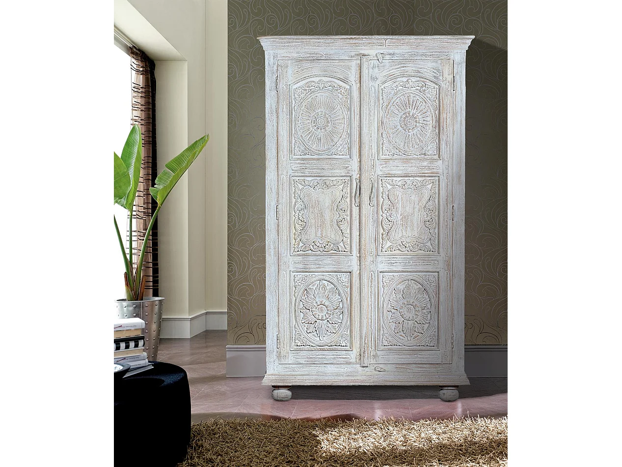 Armoire en manguier blanc vieilli 2 mètres