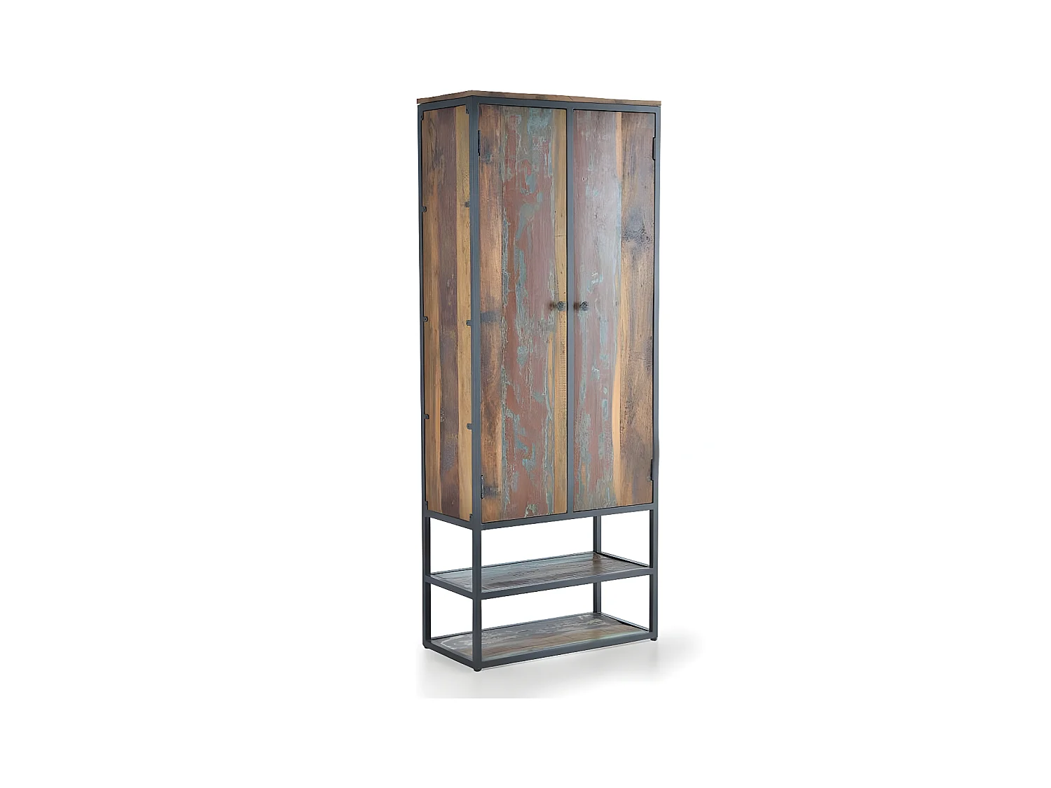 Armoire Bois-Métal Marron - Décoration d'Autrefois