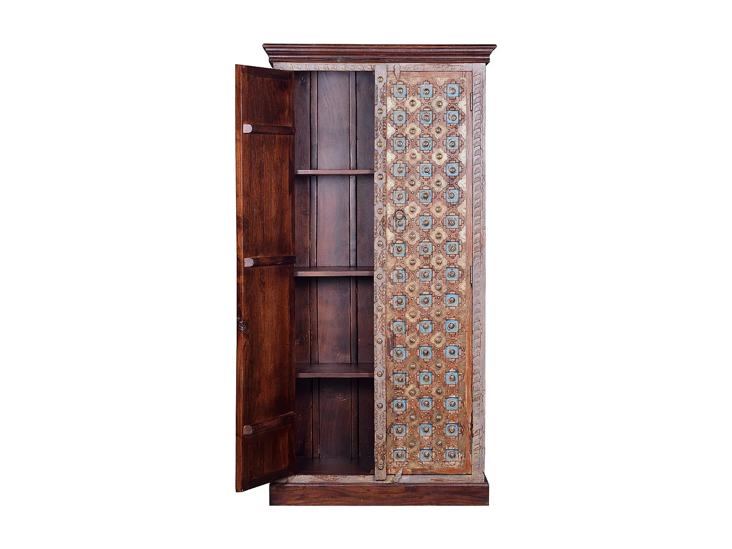 Armoire manguier en noyer et gris vieilli