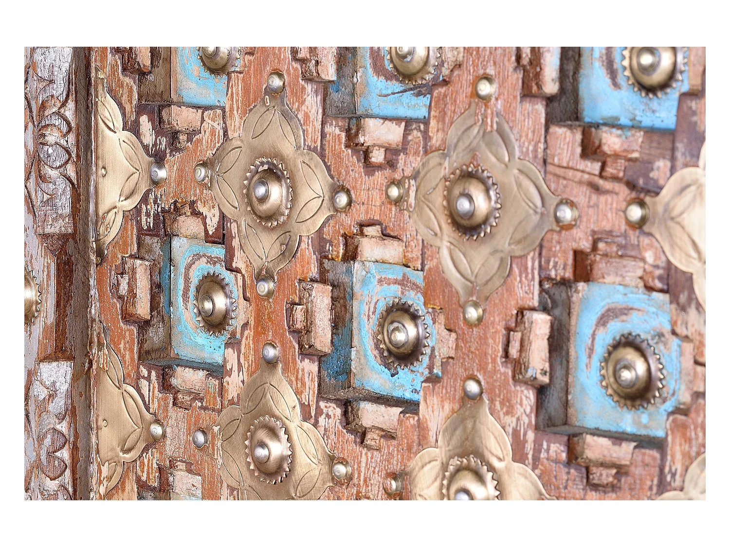 Armoire manguier en noyer et gris vieilli