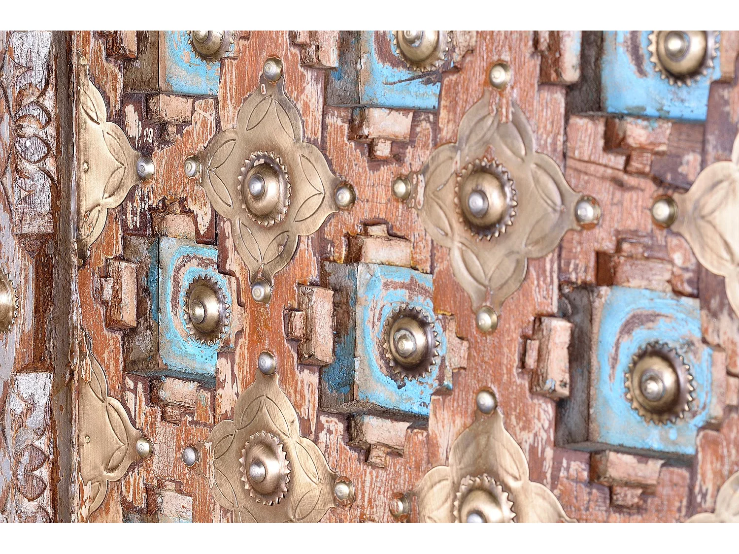 Armoire manguier en noyer et gris vieilli