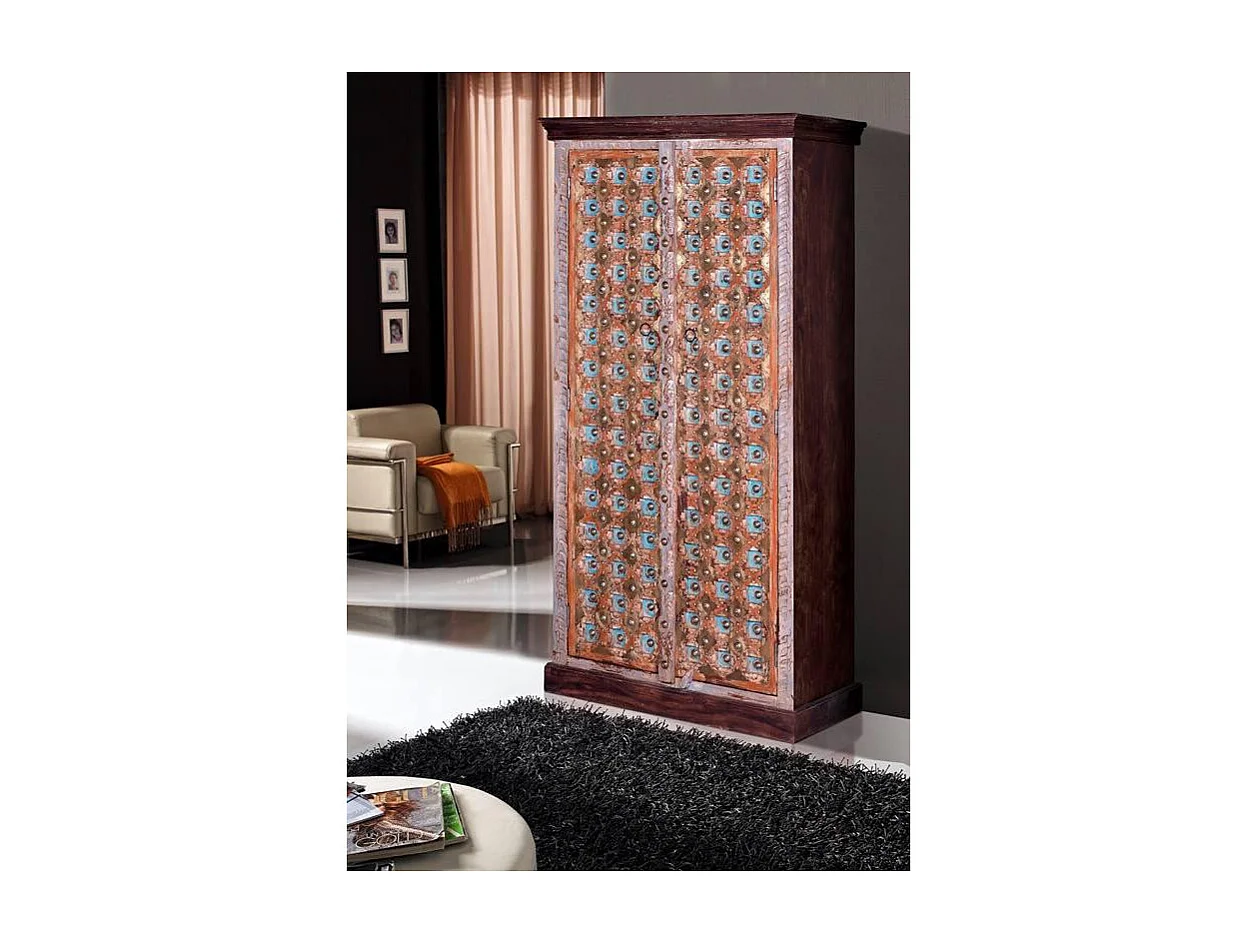 Armoire manguier en noyer et gris vieilli