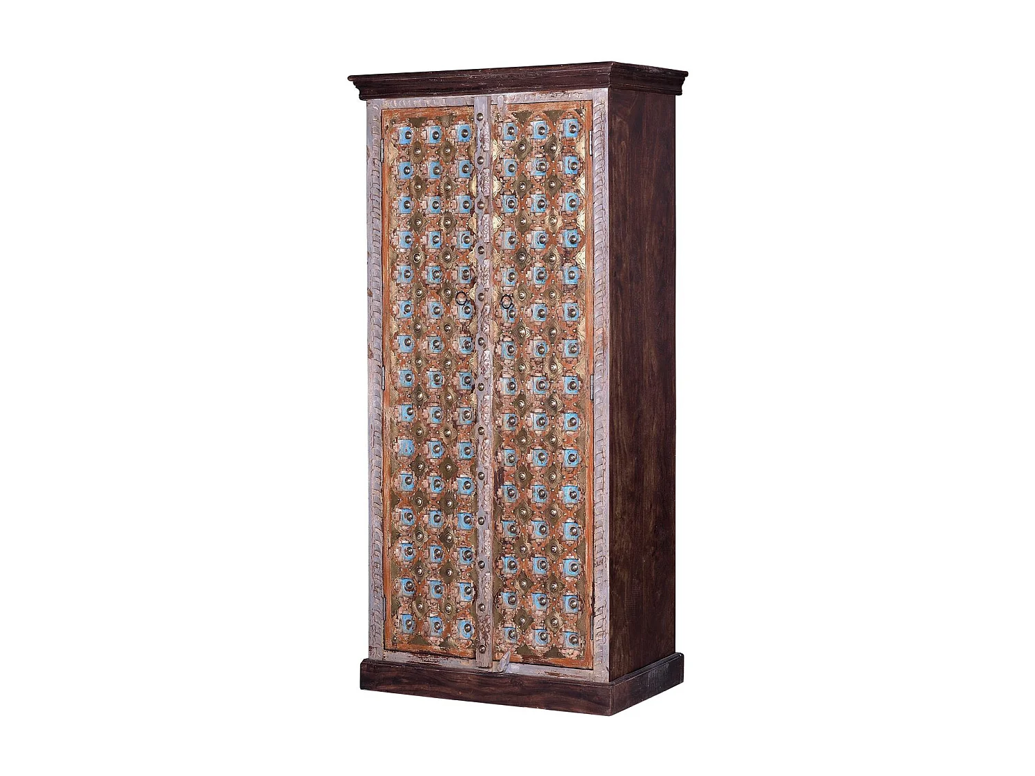 Armoire manguier en noyer et gris vieilli
