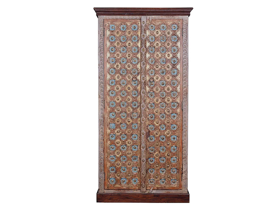 Armoire en bois de manguier 90 cm, style rustique vintage - 180 x 90 x 40 cm