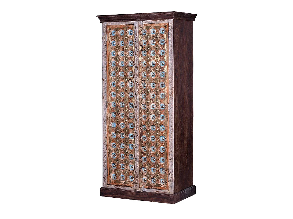 Armoire en bois de manguier 90 cm, style rustique vintage - 180 x 90 x 40 cm