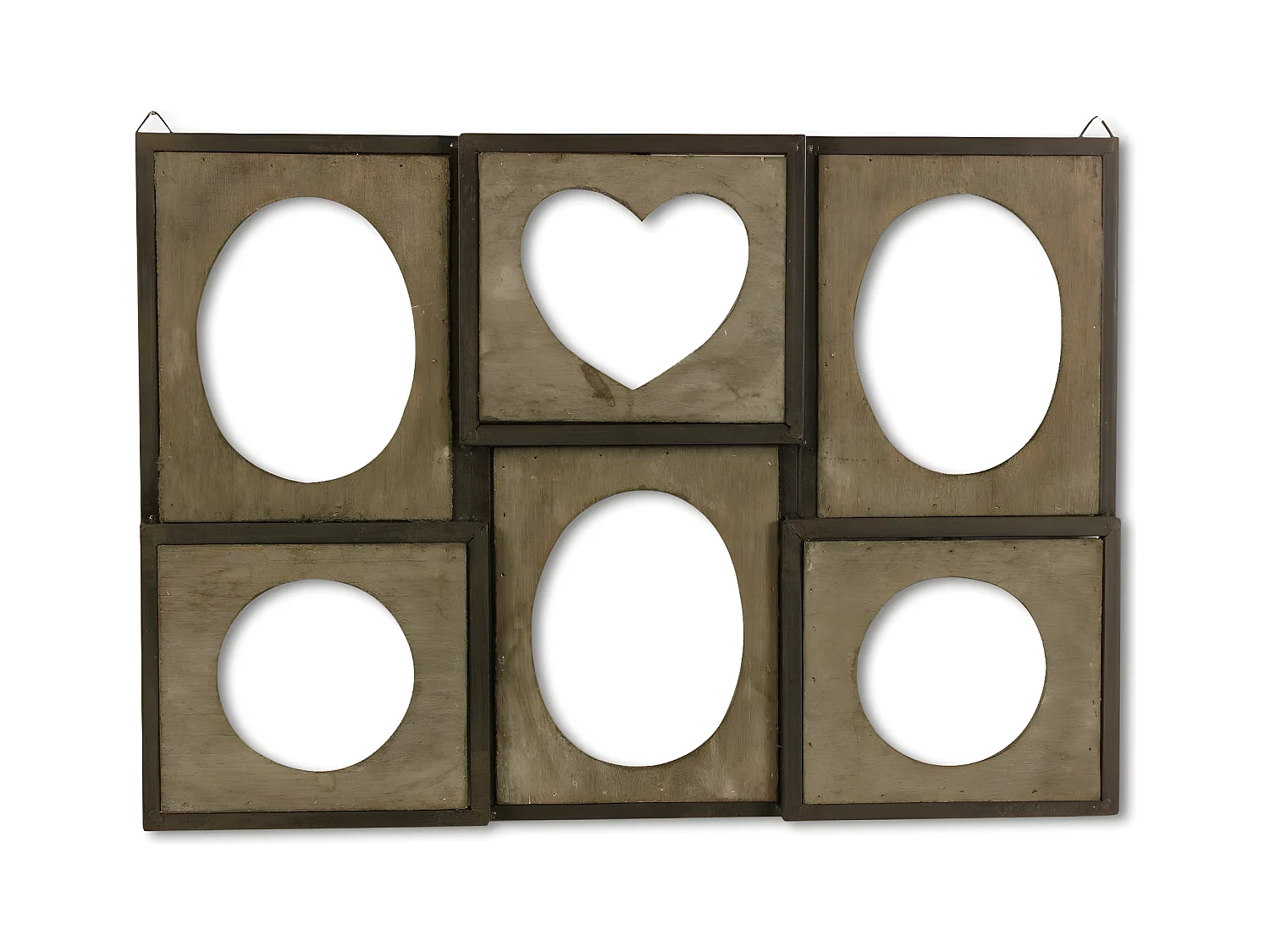 Cadre photo retro 6 photos horizontal Bois Marron - Décoration d'Autrefois