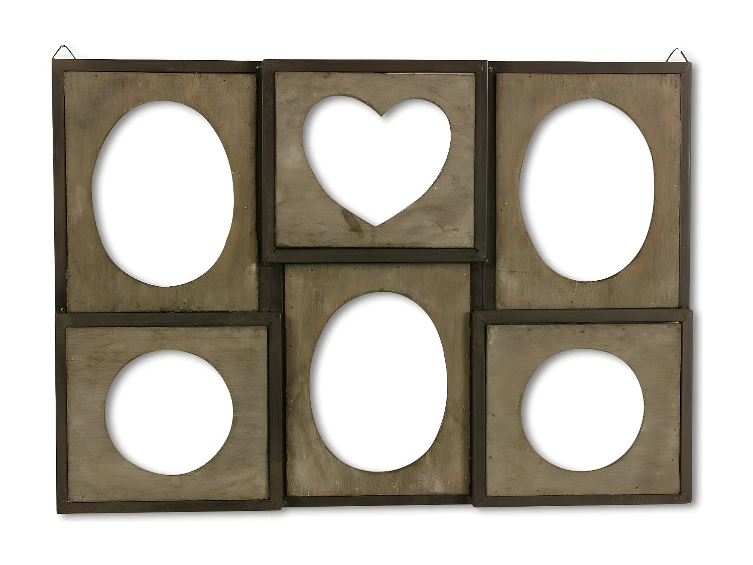 Cadre photo retro 6 photos horizontal Bois Marron - Décoration d'Autrefois