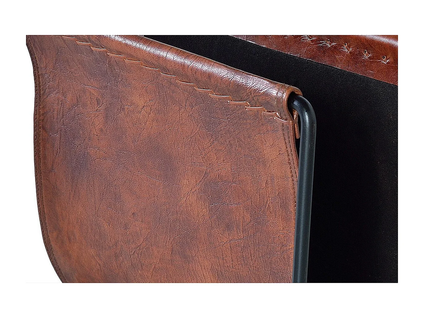 Porte-revues en cuire et métal