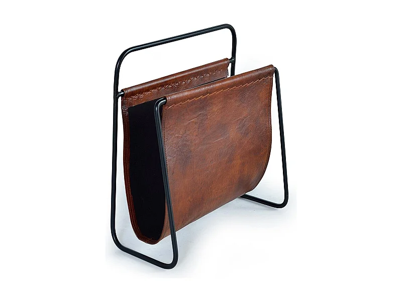 Porte-revues in leer en metaal