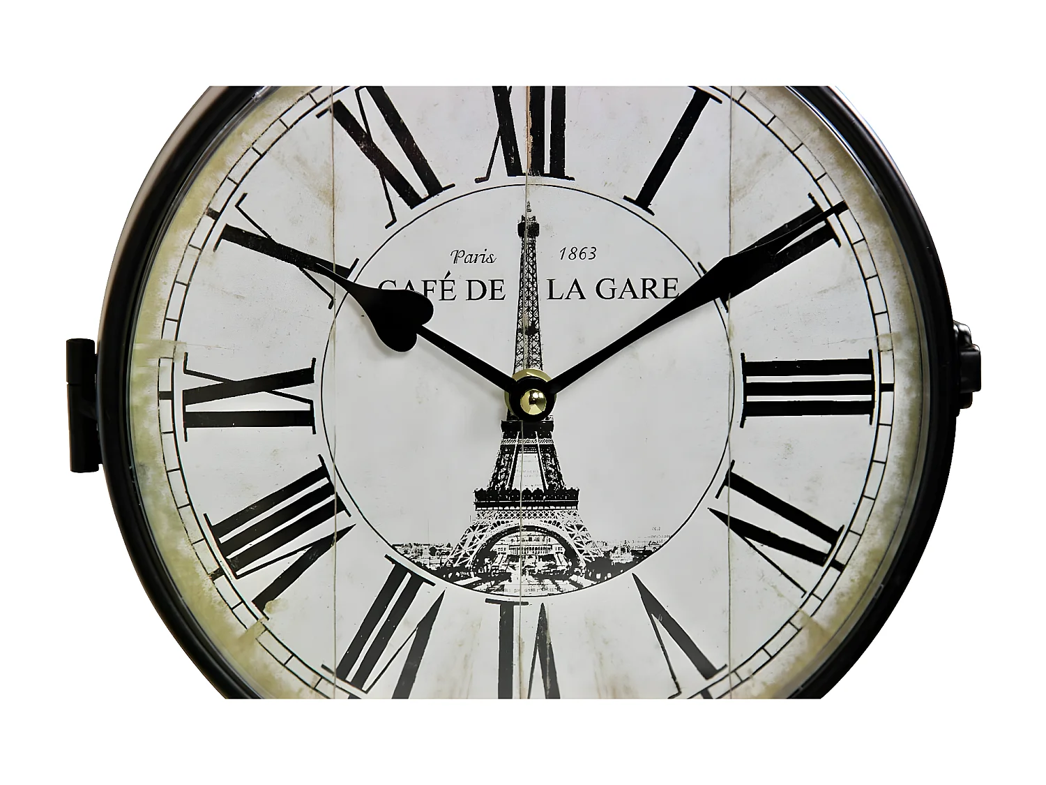 Horloge de gare ancienne double face café de la gare tour eiffel forge Fer Forgé Blanc - Décoration d'Autrefois