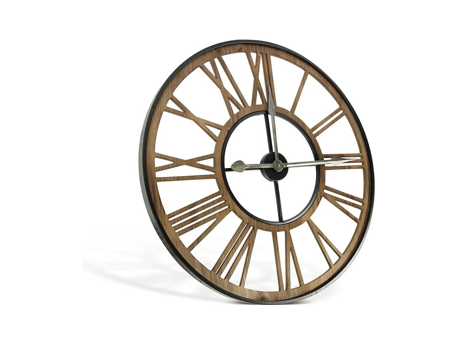 Grande horloge ancienne forge Bois-Fer Marron - Décoration d'Autrefois