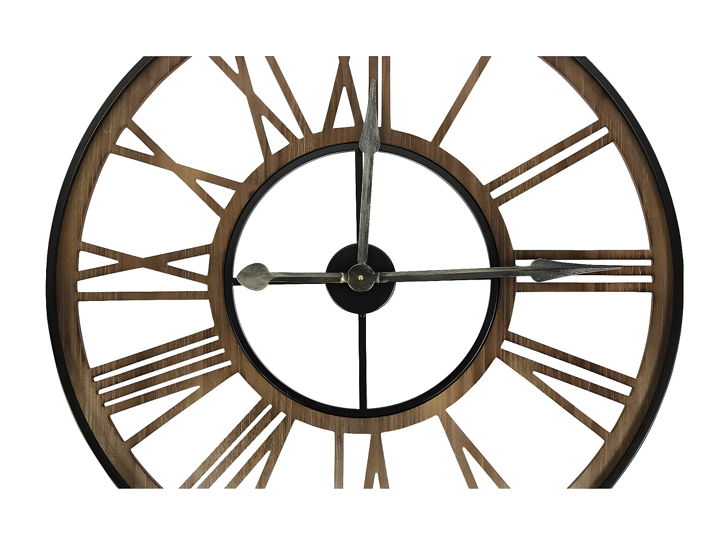 Grande horloge ancienne forge Bois-Fer Marron - Décoration d'Autrefois