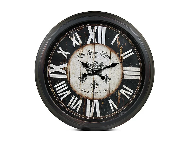 Grande horloge ancienne murale hôtel les trois reines Métal Noir - Décoration d'Autrefois