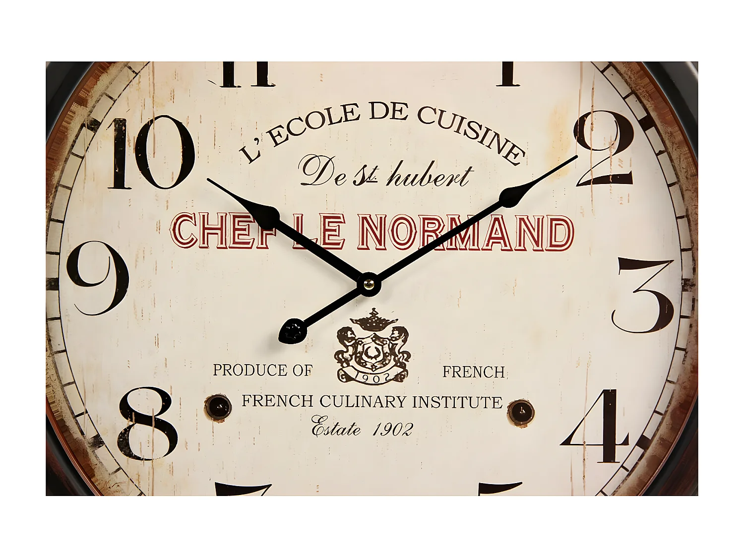 Horloge ancienne murale l'ecole de cuisine de st hubert Métal Blanc - Décoration d'Autrefois