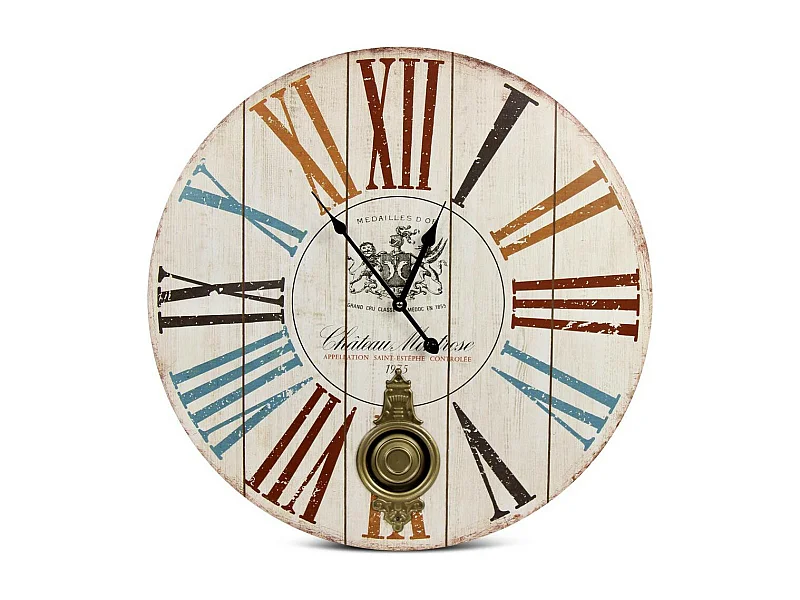 Horloge ancienne balancier château montrose Bois Multicolore - Décoration d'Autrefois