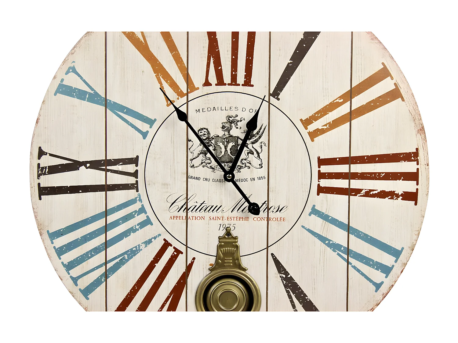 Horloge ancienne balancier château montrose Bois Multicolore - Décoration d'Autrefois