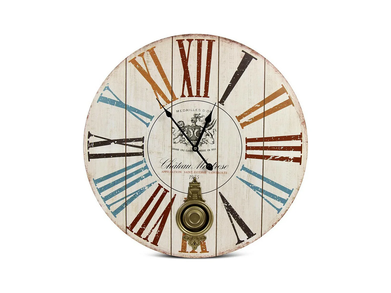 Horloge ancienne balancier château montrose Bois Multicolore - Décoration d'Autrefois