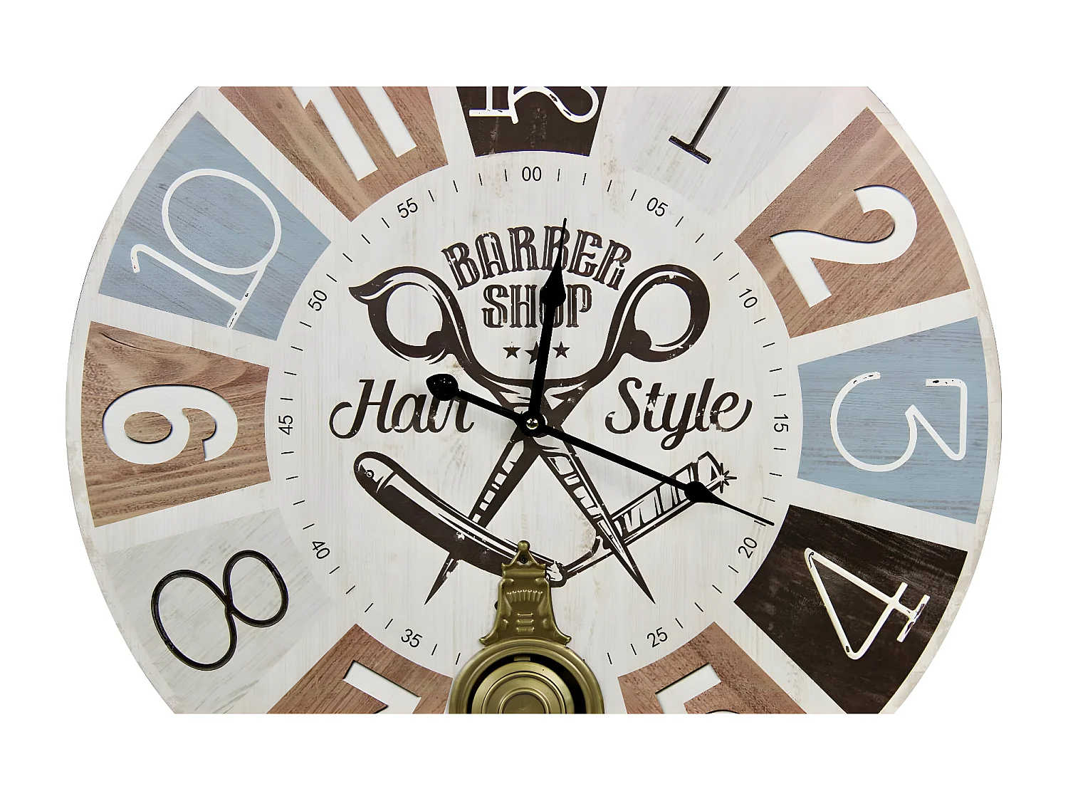 Horloge ancienne balancier barber shop hair style Bois Multicolore - Décoration d'Autrefois