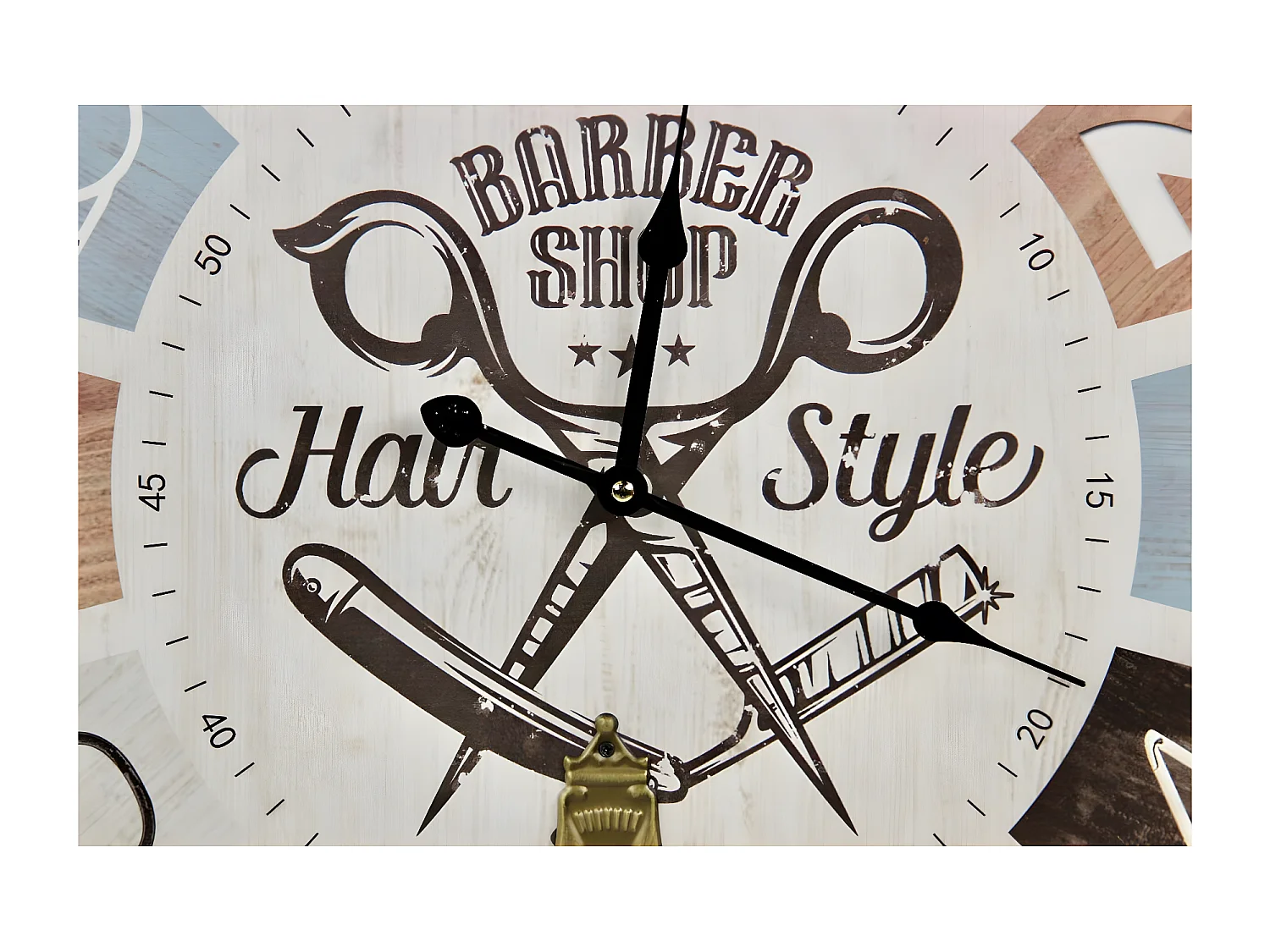 Horloge ancienne balancier barber shop hair style Bois Multicolore - Décoration d'Autrefois