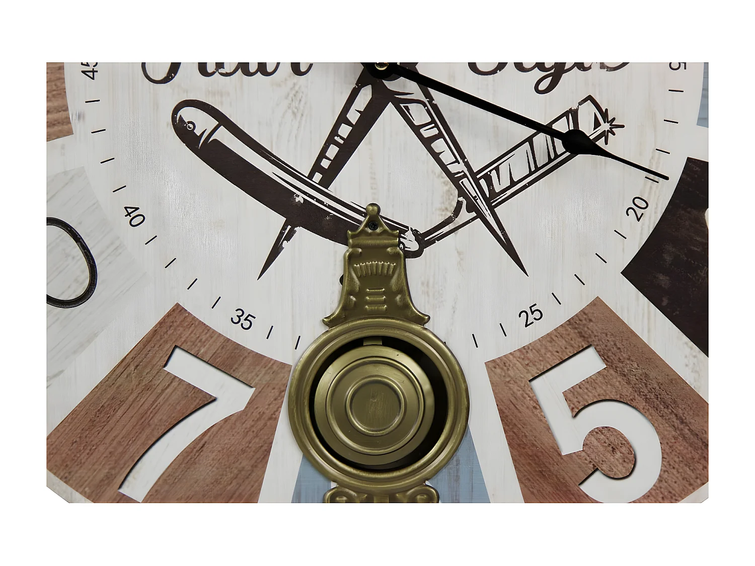 Horloge ancienne balancier barber shop hair style Bois Multicolore - Décoration d'Autrefois