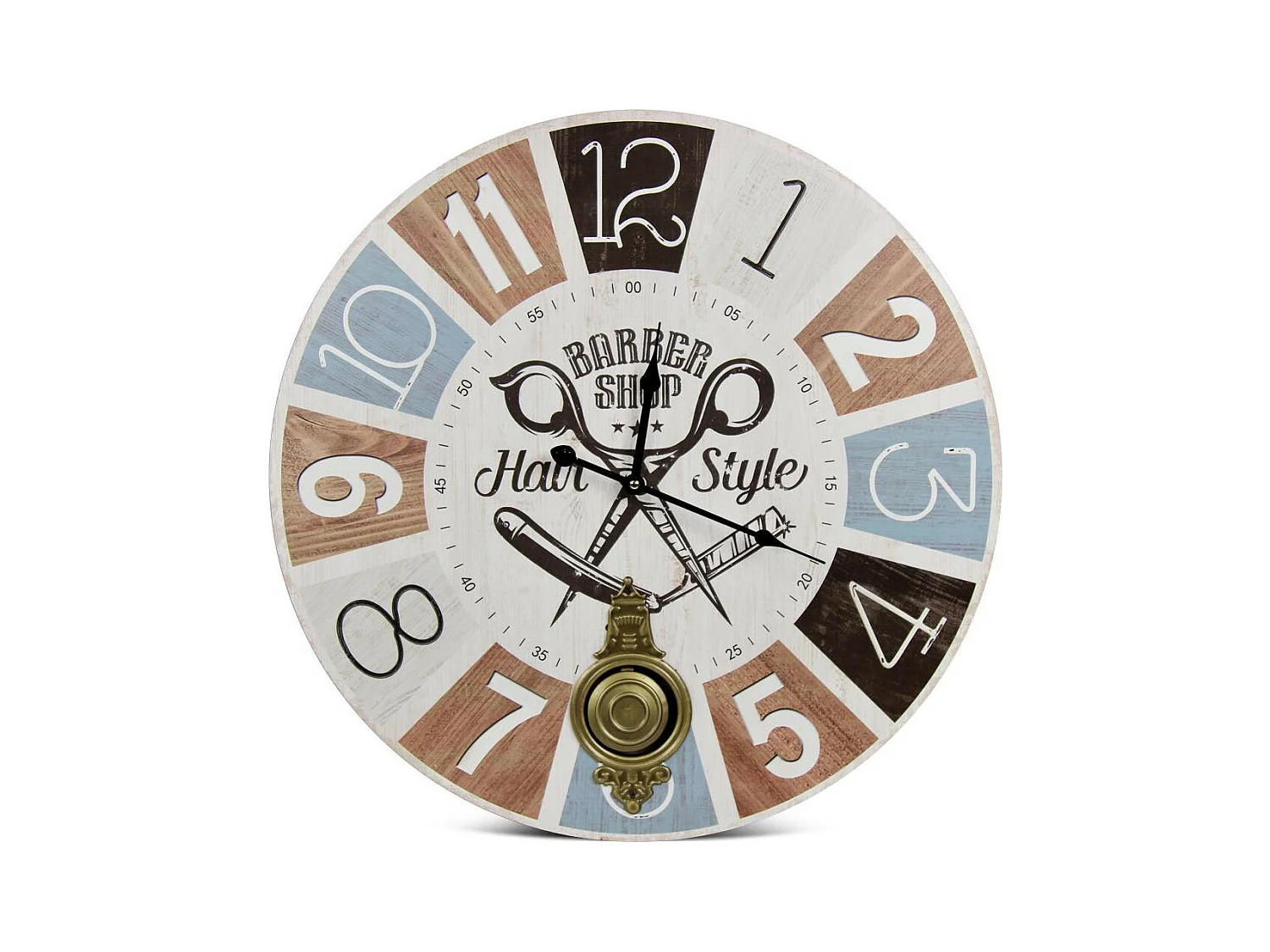 Horloge ancienne balancier barber shop hair style Bois Multicolore - Décoration d'Autrefois