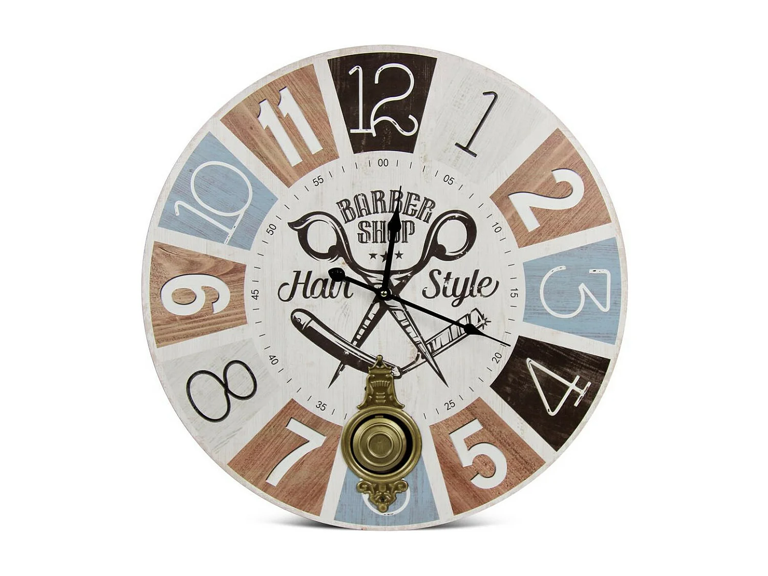 Horloge ancienne balancier barber shop hair style Bois Multicolore - Décoration d'Autrefois