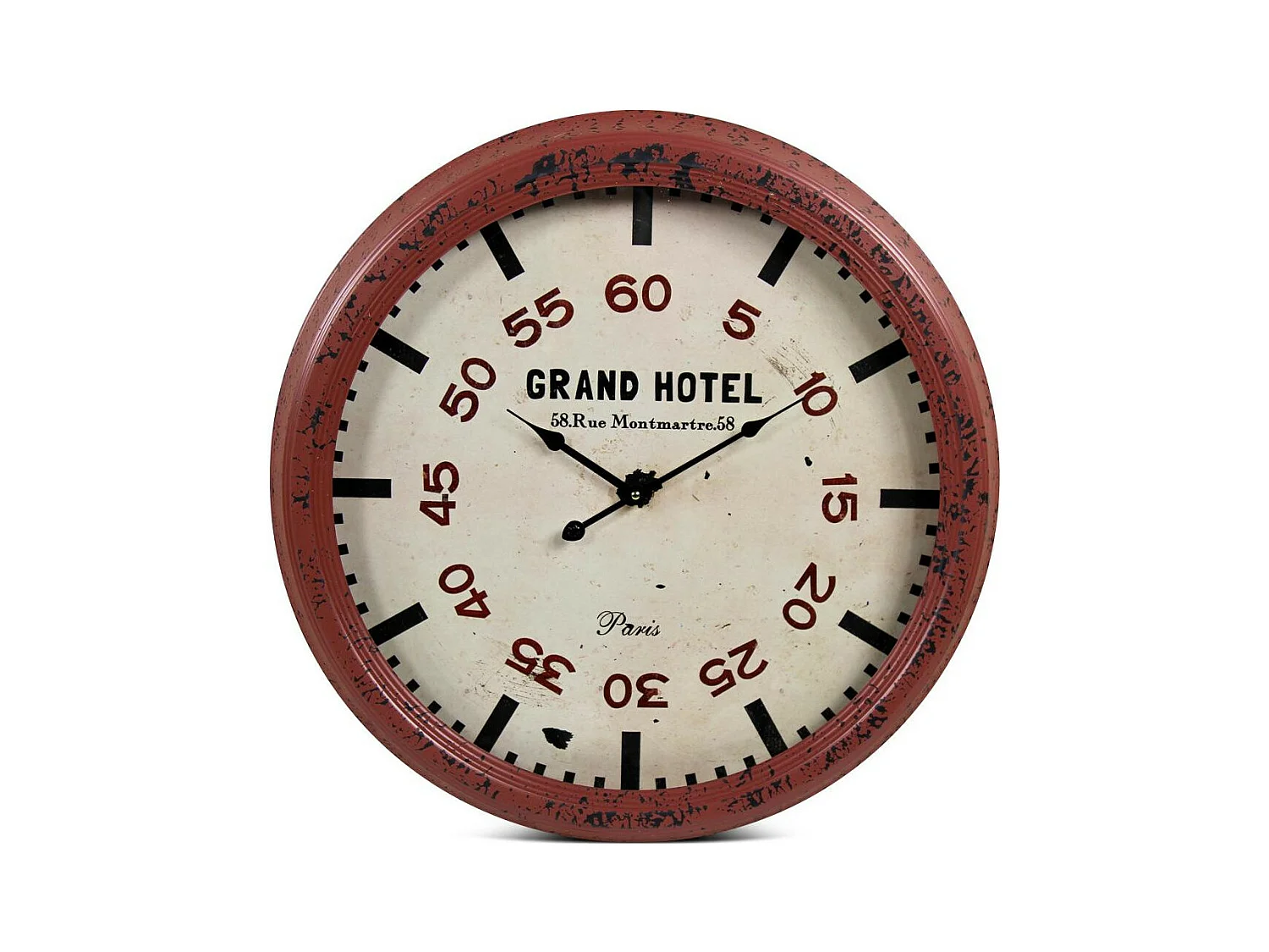 Horloge ancienne murale grand hôtel Métal Rouge-Bordeaux - Décoration d'Autrefois
