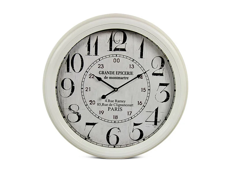 Horloge ancienne murale grande epicerie de monmartre Métal Blanc - Décoration d'Autrefois