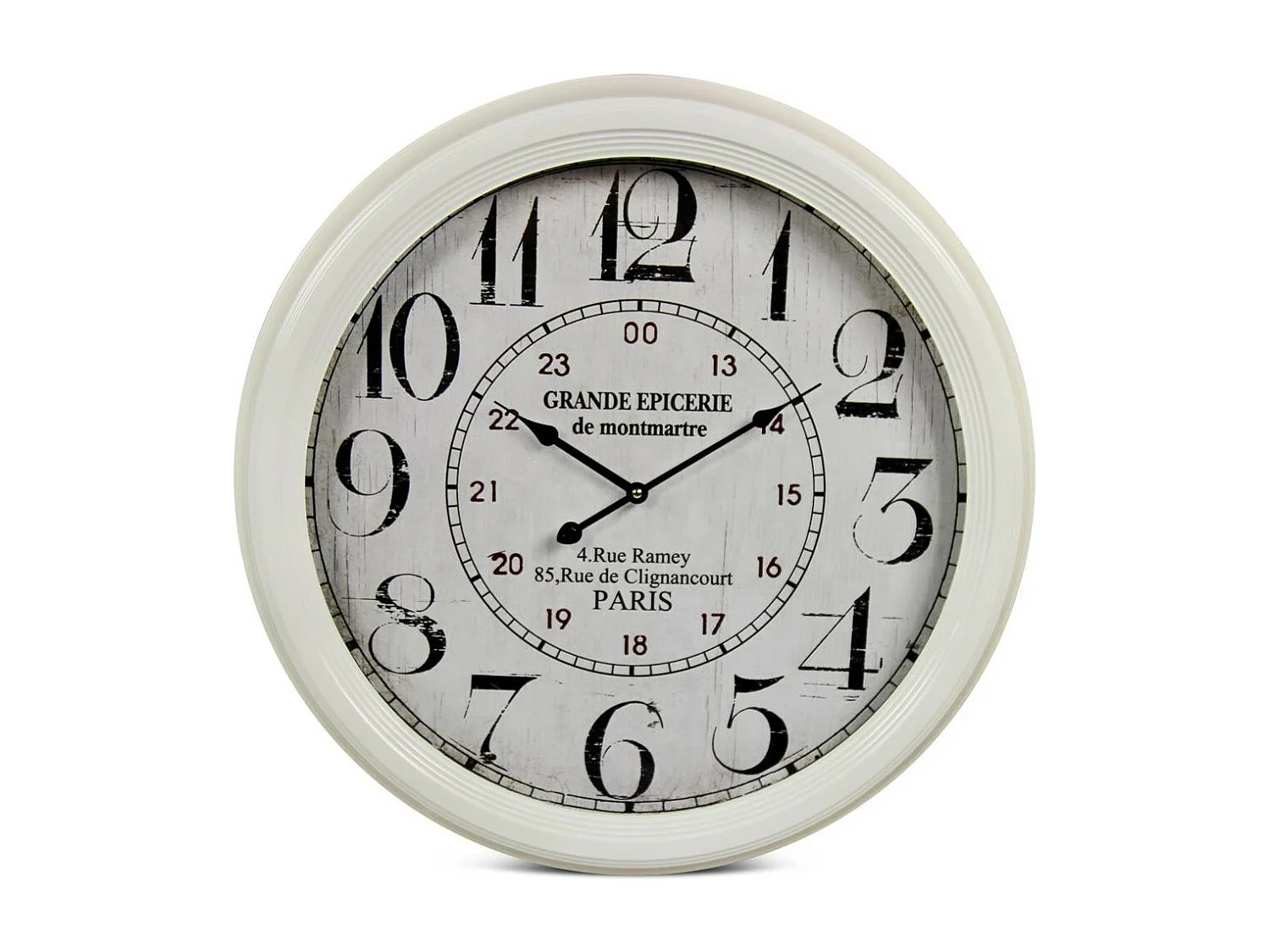 Horloge ancienne murale grande epicerie de monmartre Métal Blanc - Décoration d'Autrefois