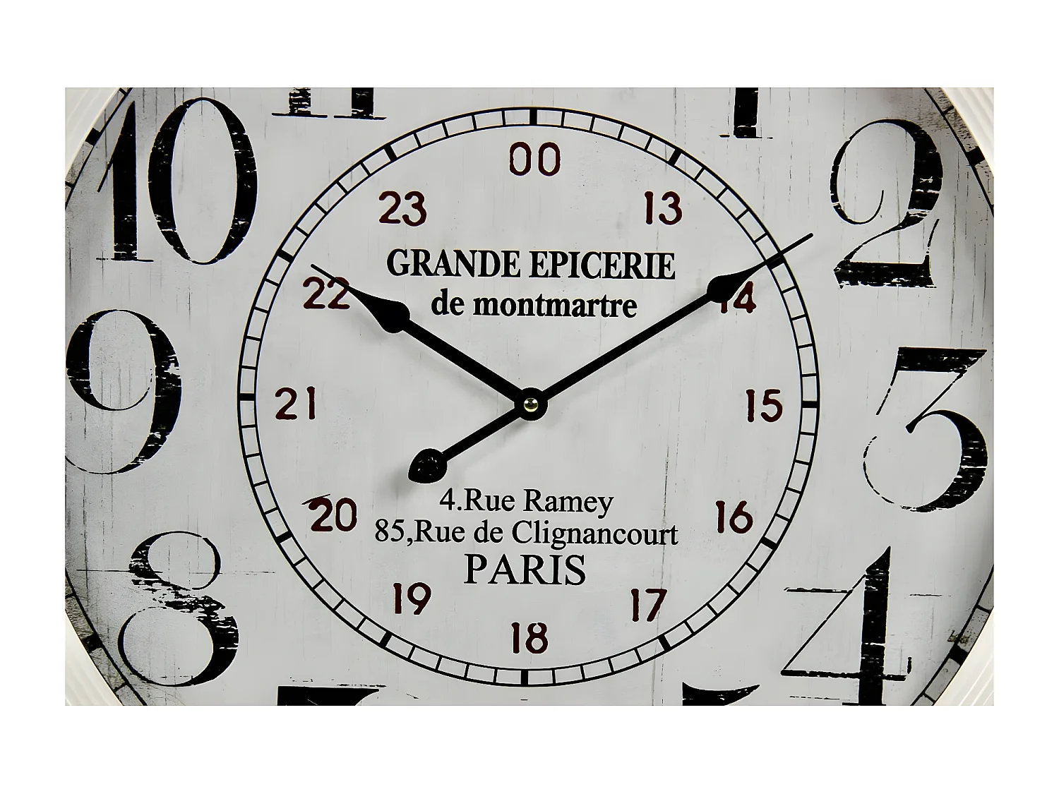 Horloge ancienne murale grande epicerie de monmartre Métal Blanc - Décoration d'Autrefois