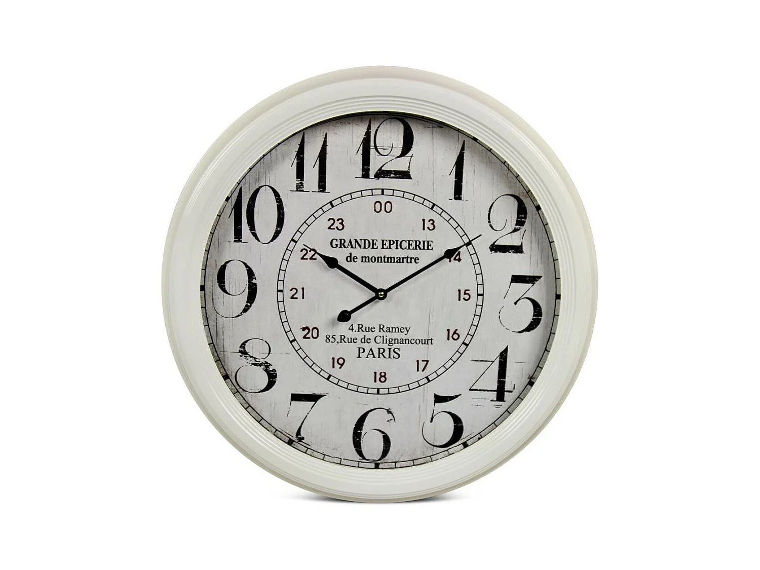 Horloge ancienne murale grande epicerie de monmartre Métal Blanc - Décoration d'Autrefois