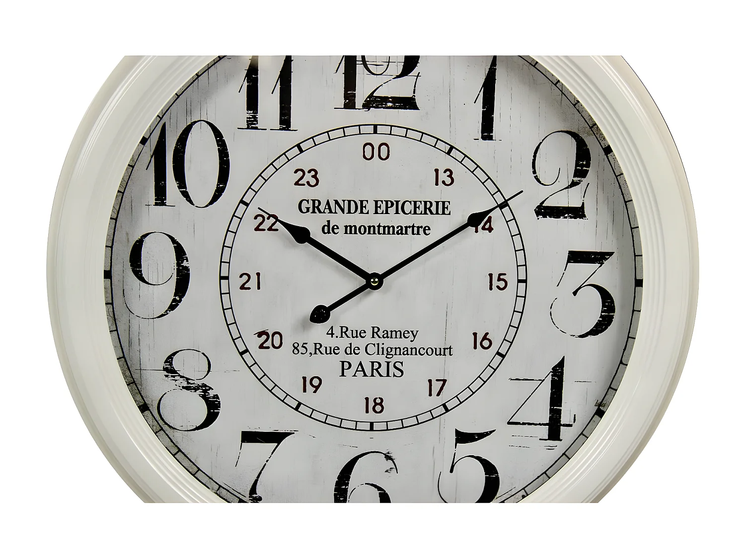 Horloge ancienne murale grande epicerie de monmartre Métal Blanc - Décoration d'Autrefois