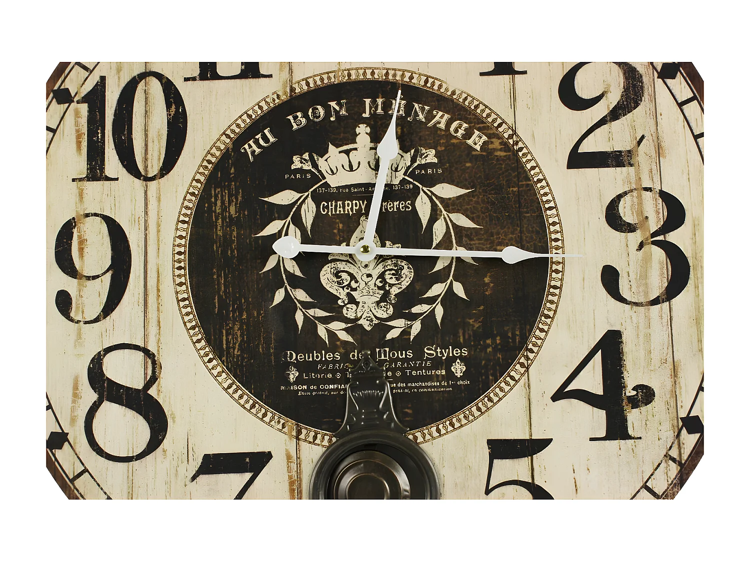 Horloge ancienne balancier au bon ménage Bois Blanc - Décoration d'Autrefois