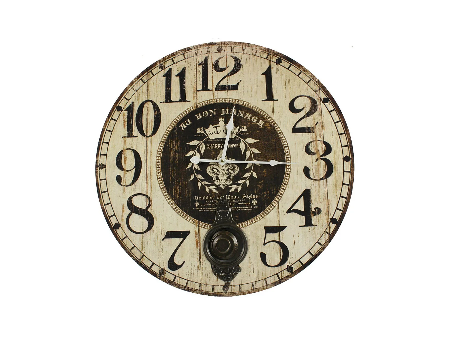 Horloge ancienne balancier au bon ménage Bois Blanc - Décoration d'Autrefois