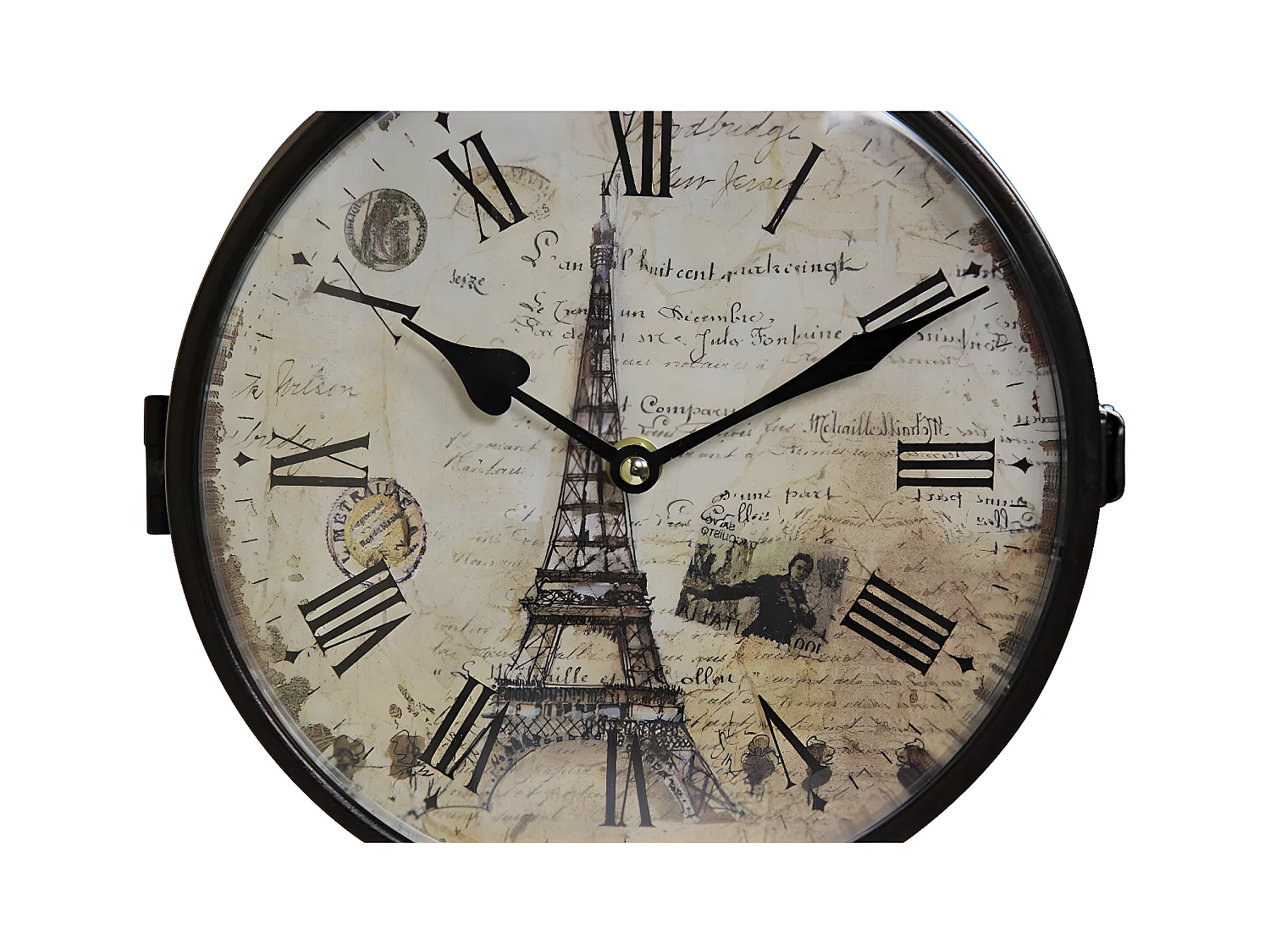 Horloge de gare ancienne double face paris tour eiffel forge Fer Forgé Blanc - Décoration d'Autrefois