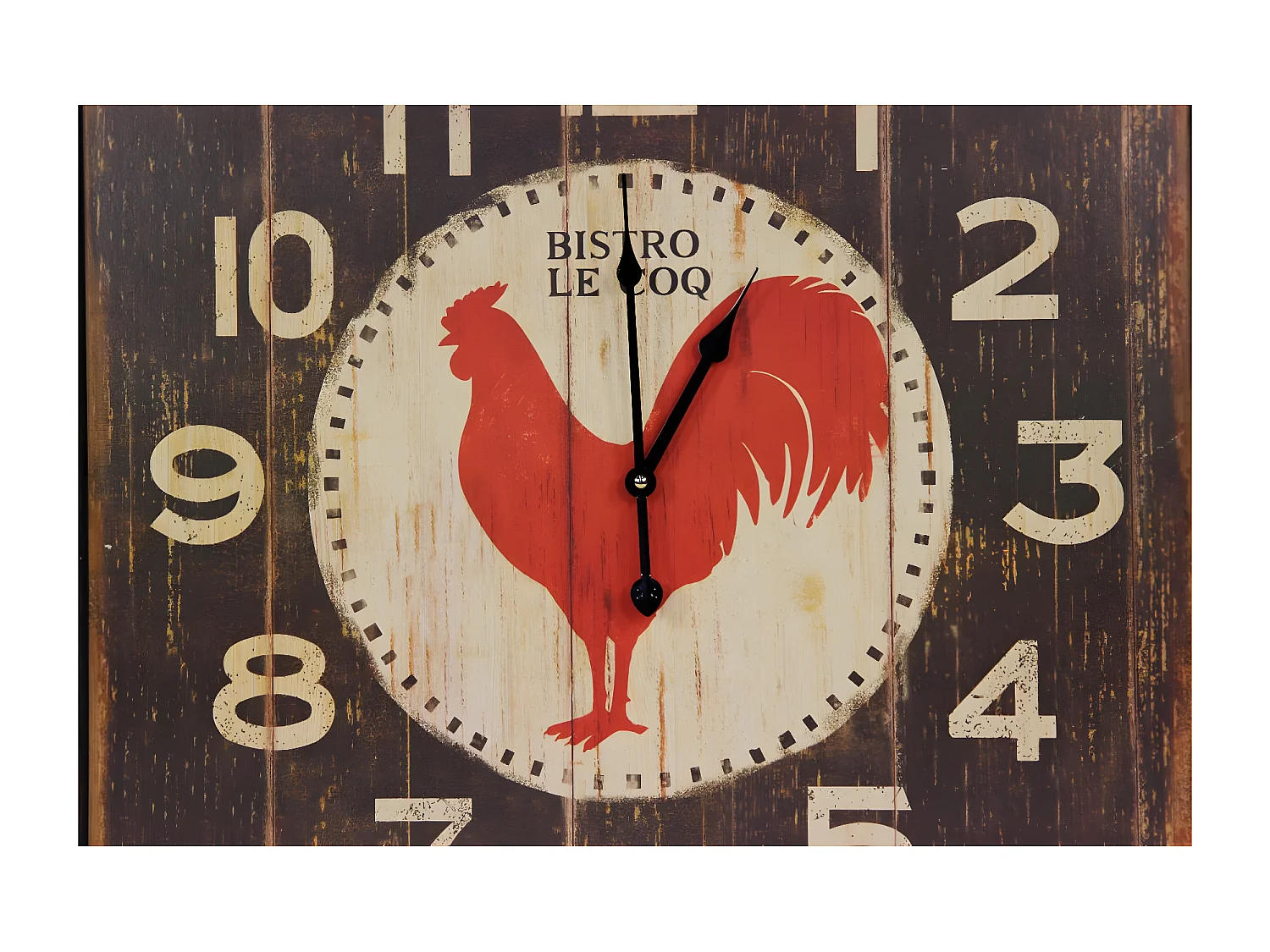 Horloge ancienne murale carre bistrot le coq Fer Marron - Décoration d'Autrefois