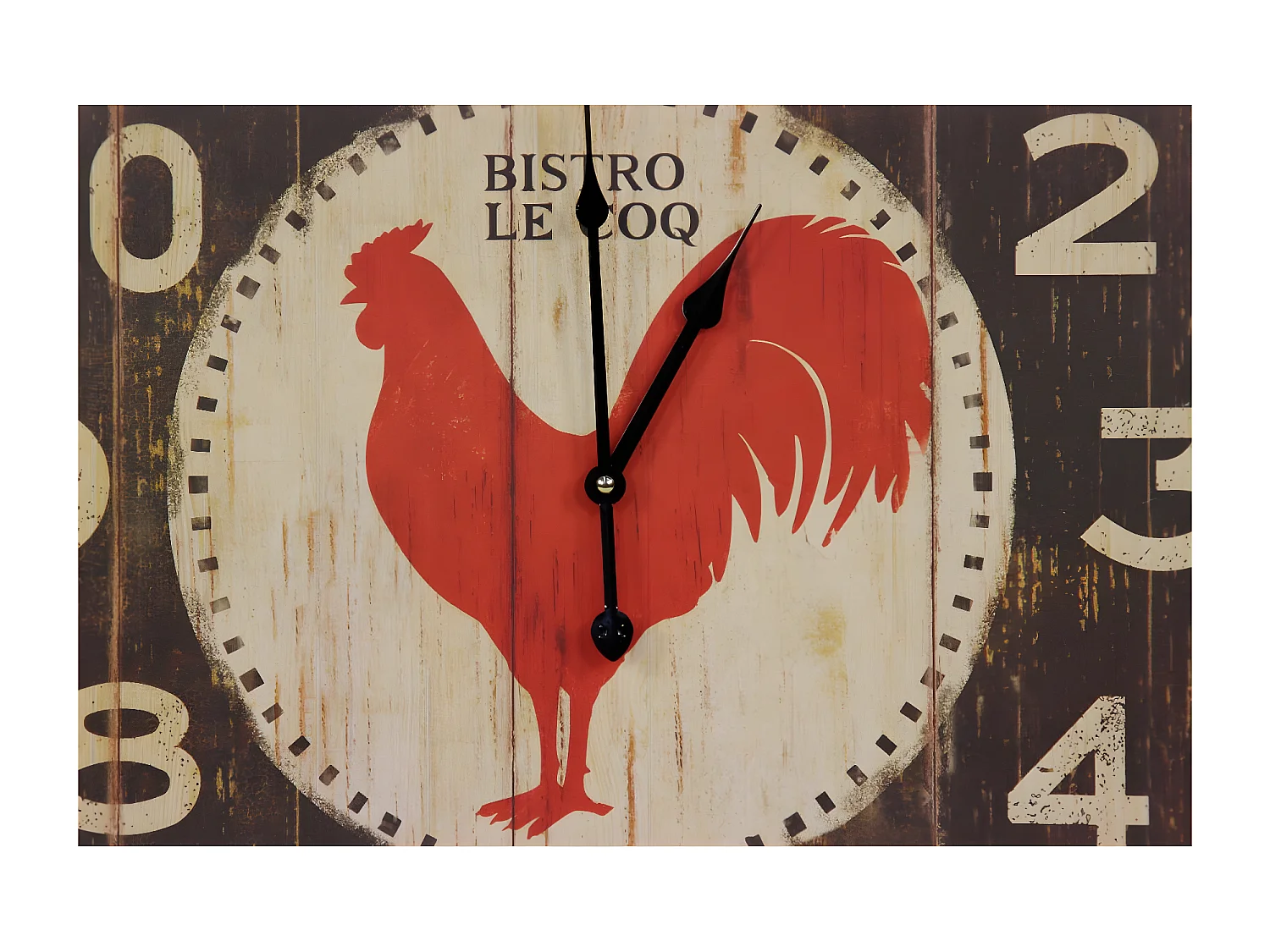 Horloge ancienne murale carre bistrot le coq Fer Marron - Décoration d'Autrefois