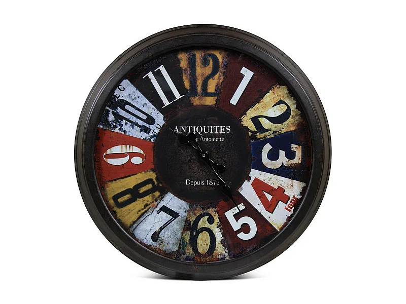 Grande horloge ancienne murale antiquités Métal Multicolore - Décoration d'Autrefois