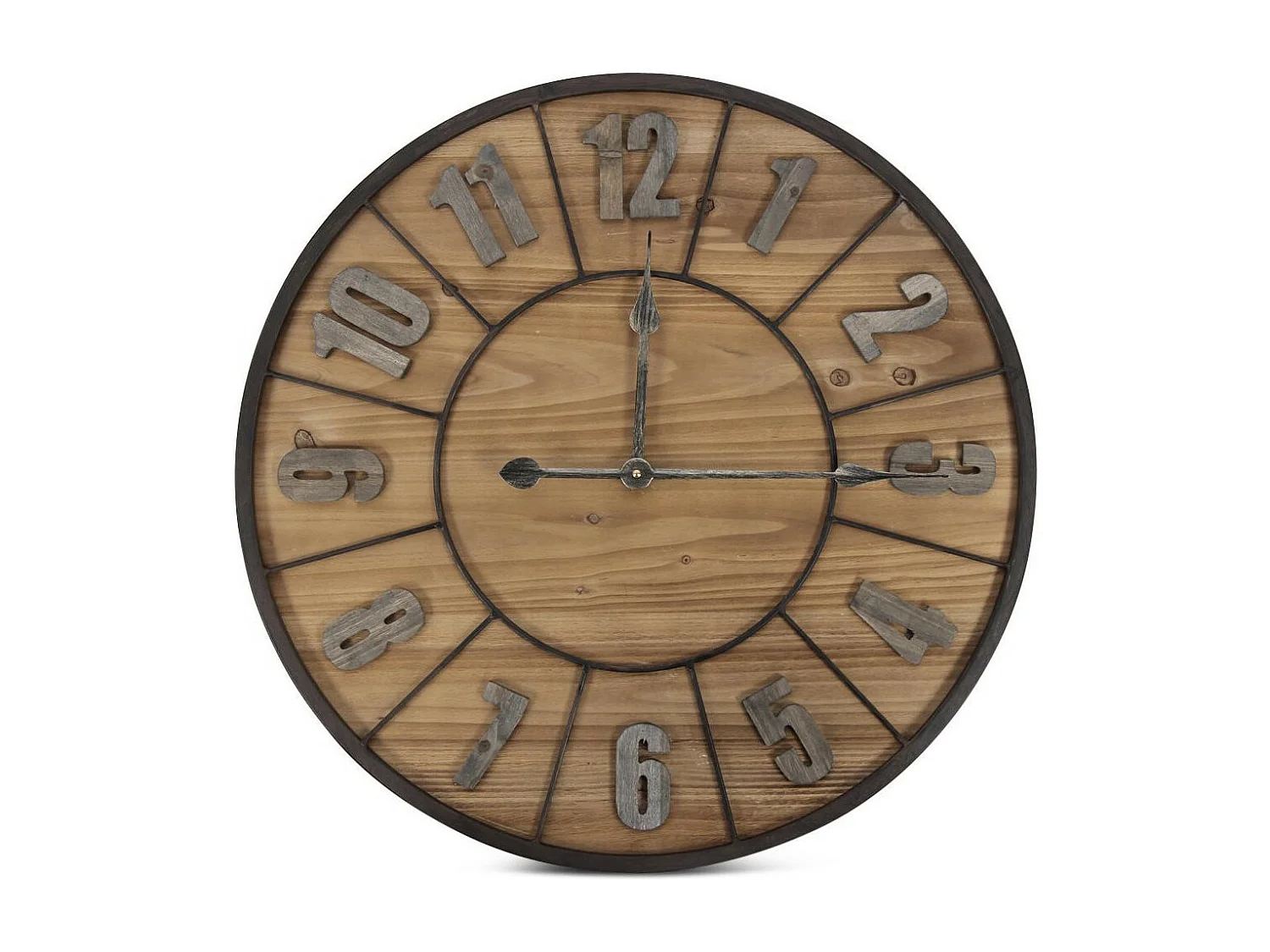 Grande horloge ancienne Bois-Métal Marron - Décoration d'Autrefois