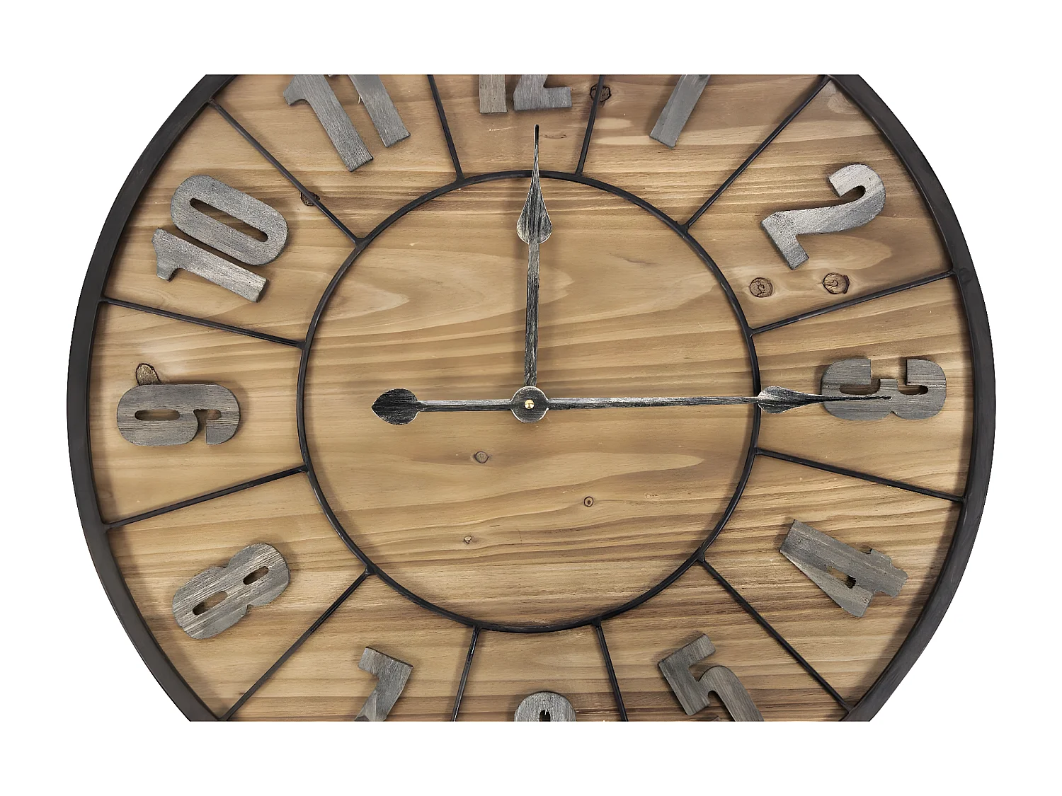 Grande horloge ancienne Bois-Métal Marron - Décoration d'Autrefois