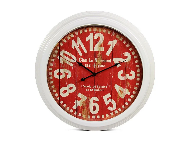 Horloge ancienne murale chef le normand Métal Rouge-Bordeaux - Décoration d'Autrefois