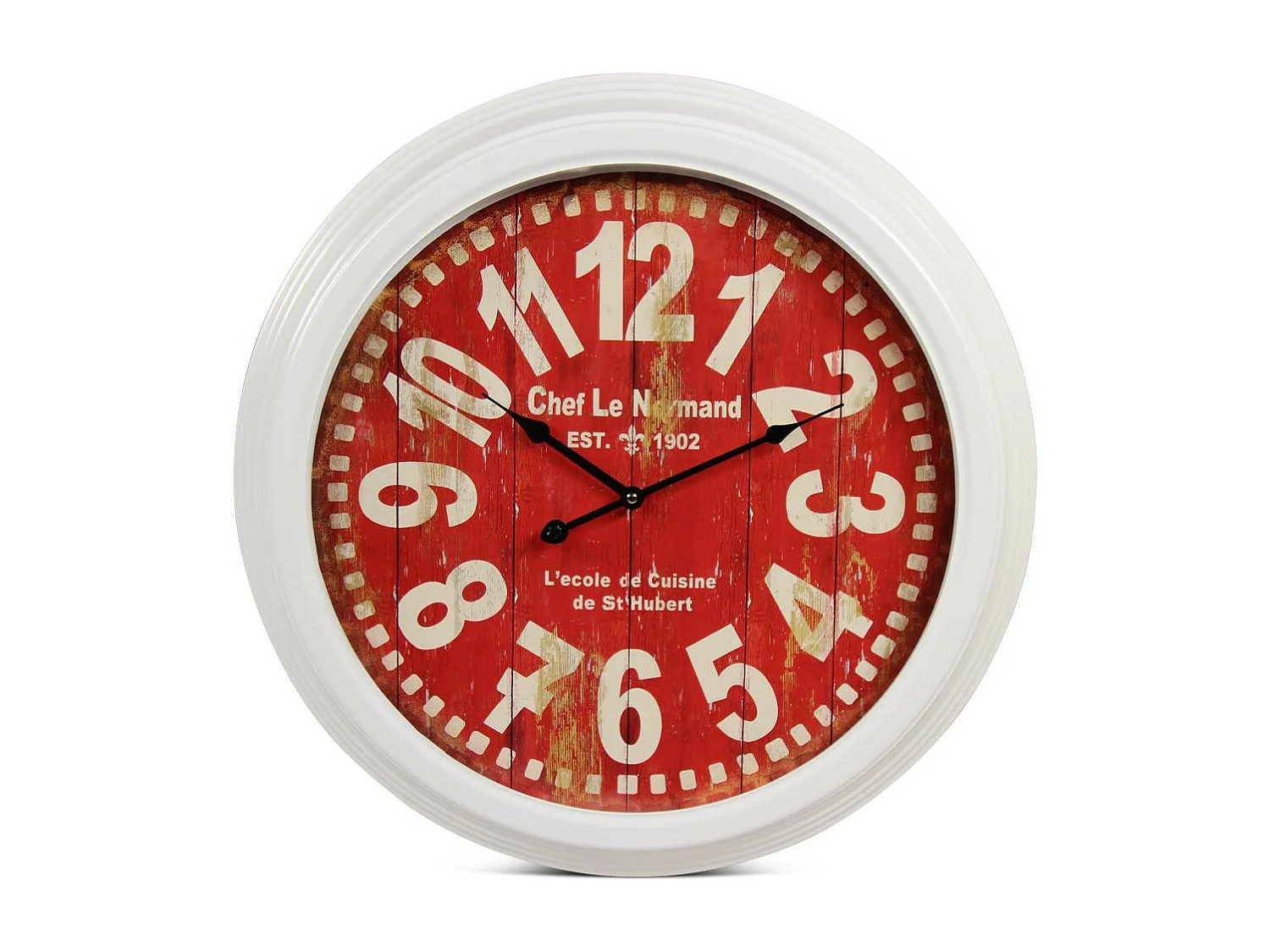 Horloge ancienne murale chef le normand Métal Rouge-Bordeaux - Décoration d'Autrefois