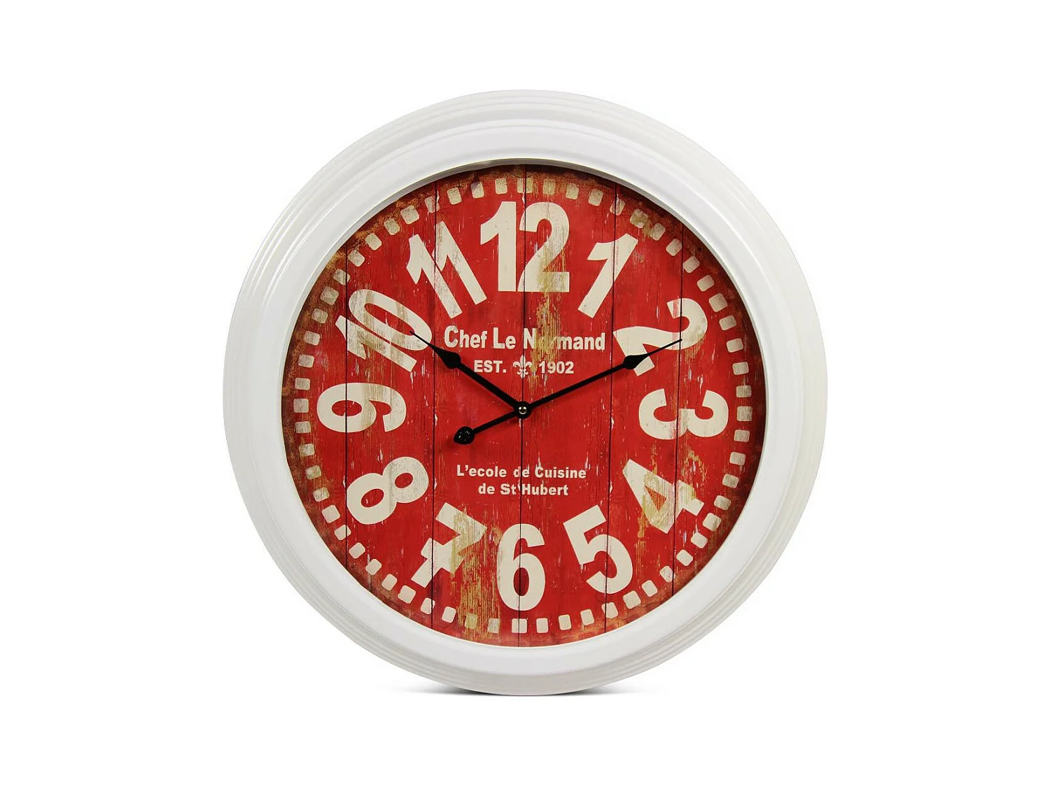 Horloge ancienne murale chef le normand Métal Rouge-Bordeaux - Décoration d'Autrefois
